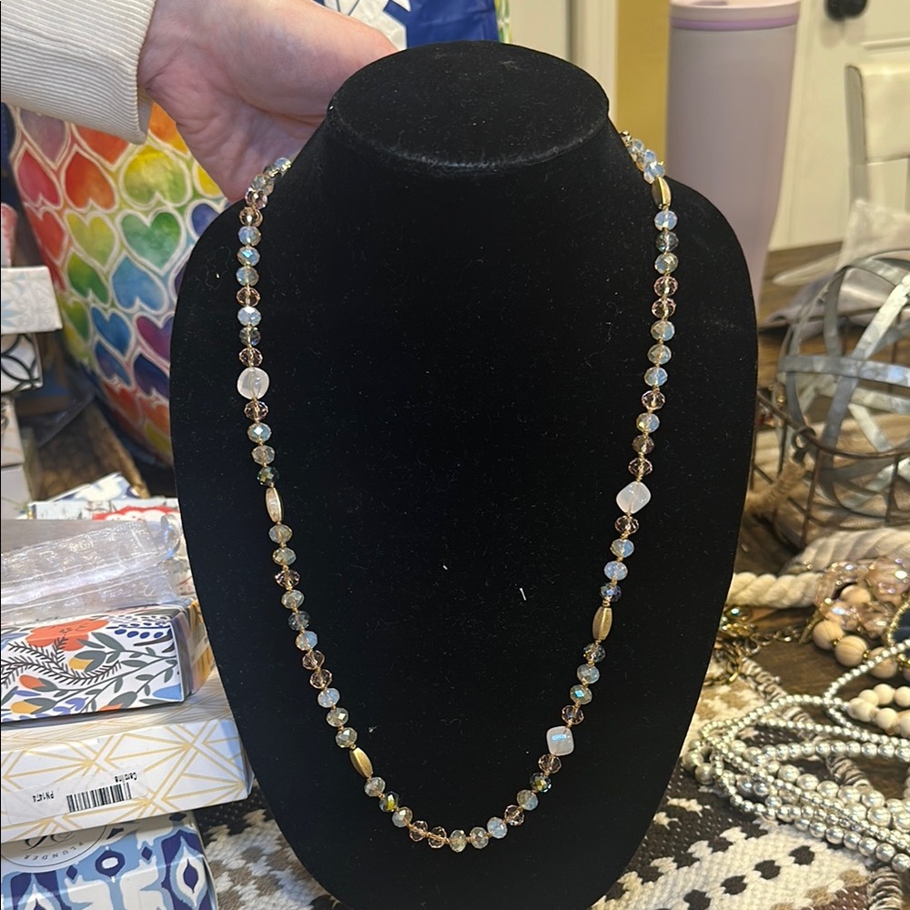 Elegant Beaded Necklace - Gold and Brown